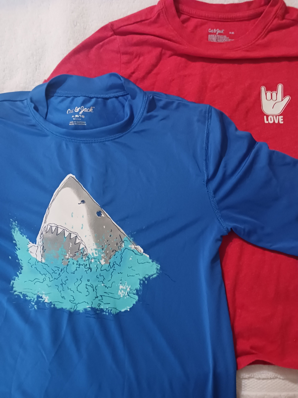 Cat & Jack Blue Shark Rashguard with Red Layer